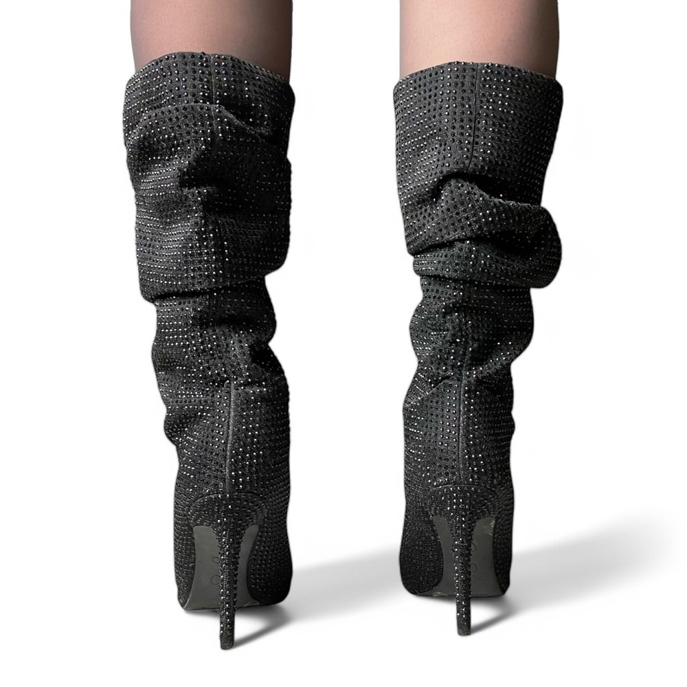 Jessica Simpson Black Rhinestone Slouch Boots - Size 8.5M - Picture 4 of 4